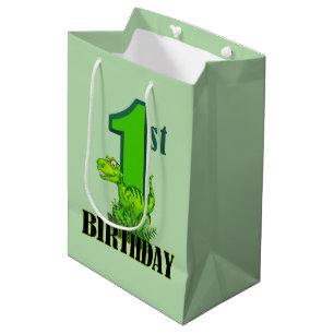 Cool boys dinosaur party baby's first medium gift bag