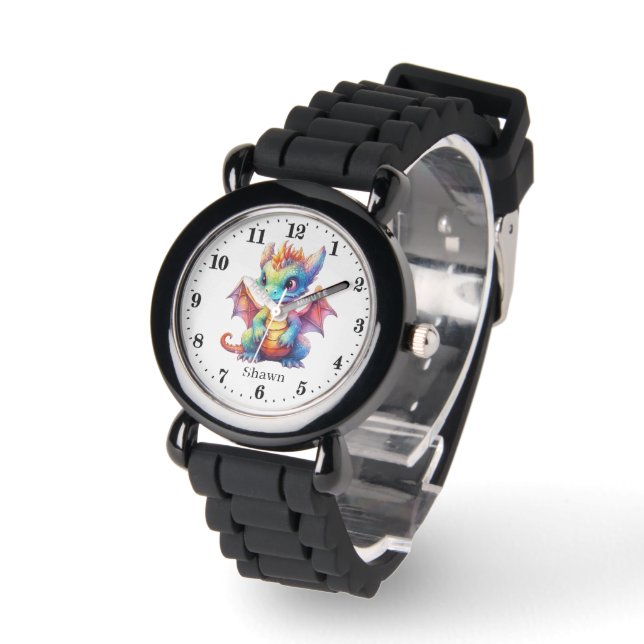 Cool boys dragon add name  watch (Angle)