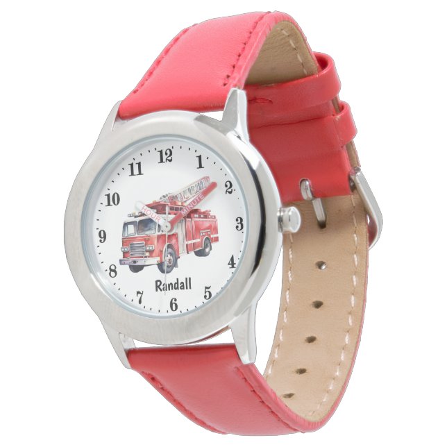 Cool Boys Fire truck add name Watch (Angled)