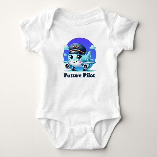 Cool boys future pilot customizable  baby bodysuit (Front)