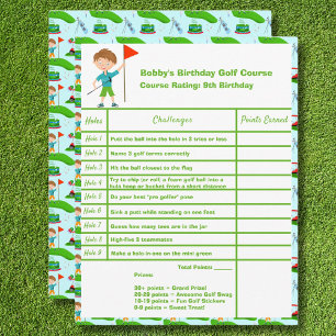 Cool Boy's Golfing Birthday Party Score Card
