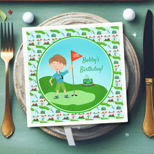 Cool Boy's Golfing Themed Birthday Party Napkin