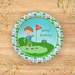 Cool Boy's Golfing Themed Birthday Party Paper Plate