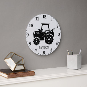 cool boys kid room tractor add name large clock