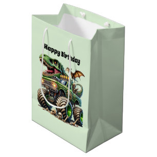 Cool boys monster truck medium gift bag