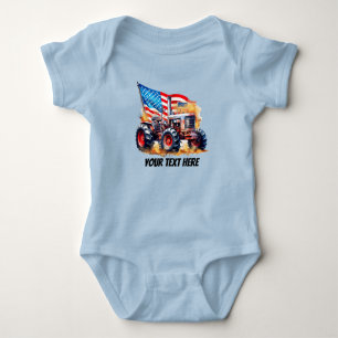 Cool boys Patriotic tractor  Baby Bodysuit