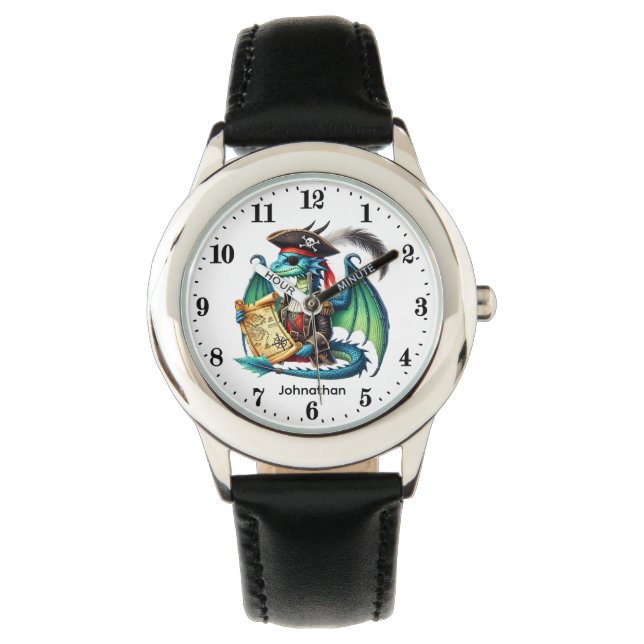 Cool Boys Pirate dragon add name Watch (Front)