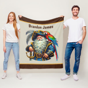 Cool boys pirate lovers add name fleece blanket