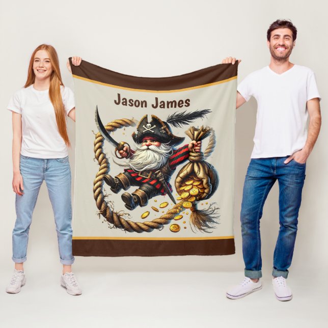 Cool boys pirate lovers add name  fleece blanket (In Situ)