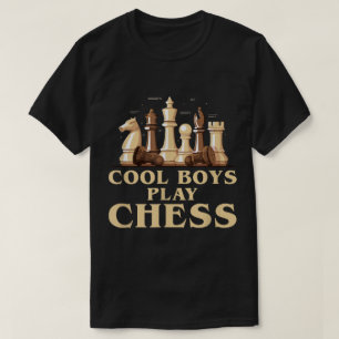 Cool Boys Play Chess Design T-Shirt