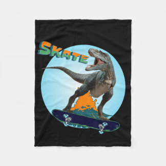 Cool Boys Skateboarding T Rex Dinosaur Skateboard Fleece Blanket