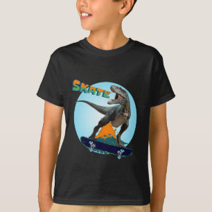 Cool Boys Skateboarding T Rex Dinosaur Skateboard  T-Shirt