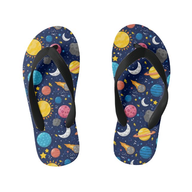 Cool boys space lovers tile pattern Kid's  Kid's Jandals (Footbed)