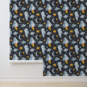 Cool boys space lovers tiled pattern wallpaper