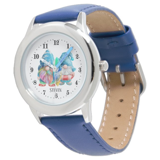 cool boys Summer gnomes add name Watch (Angled)