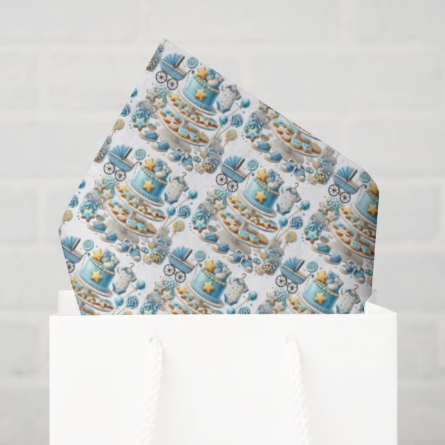 Cool boys tiled baby shower pattern tissue paper (Gift Bag)