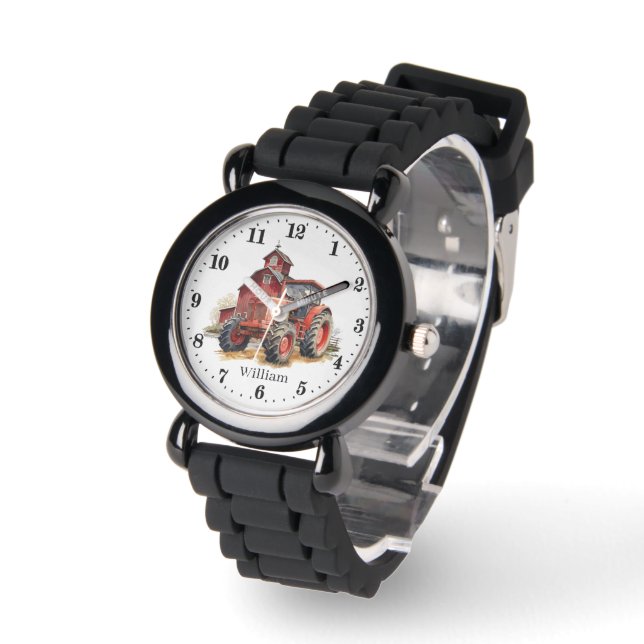 Cool boys tractor add name watch (Angle)