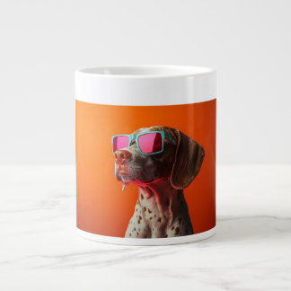 Cool Bracco italiano dog with sunglasses Large Coffee Mug