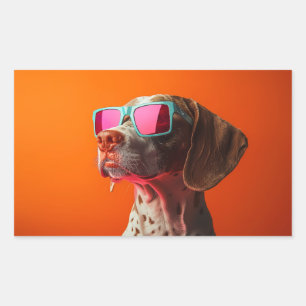 Cool Bracco italiano dog with sunglasses Rectangular Sticker