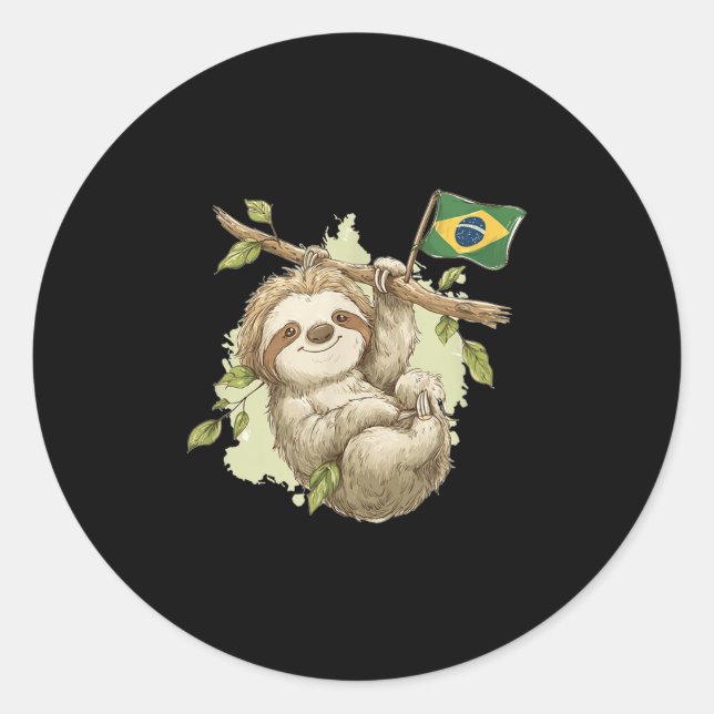 Cool Brazilian Sloth Costume For Boys And Girls  Classic Round Sticker (Front)