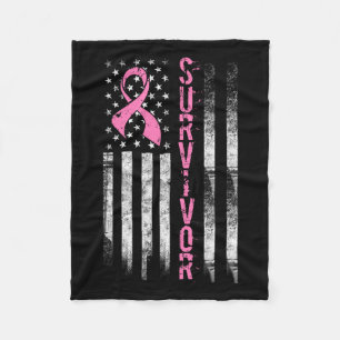 Cool Breast Cancer Survivor - Women Pink Flag  Fleece Blanket