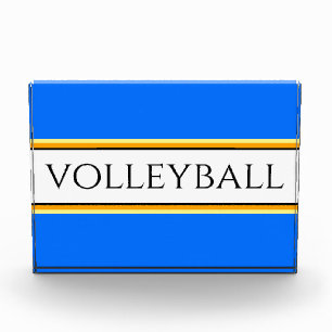 Cool Bright Blue Beach Stripes VOLLEYBALL Photo Block