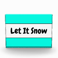 Cool Bright White Mint Blue LET IT SNOW Text