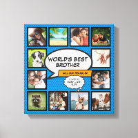 Cool Brother Photo Collage Modern Blue Fun Comic