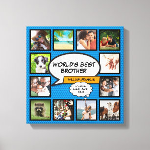 Cool Brother Photo Collage Modern Blue Fun Comic Canvas Print