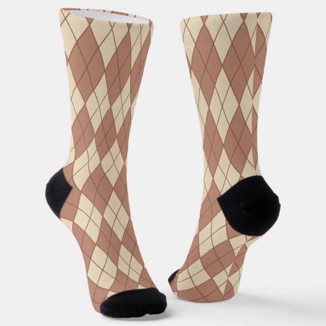 Cool Brown Argyle Pattern Socks (Angled)