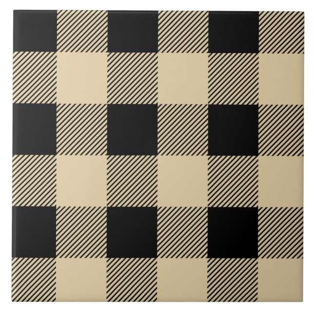 cool brown buffalo plaid tiled pattern tile (Front)