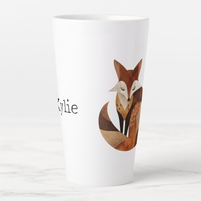Cool Brown Cream Orange Fox Latte Mug (Front)