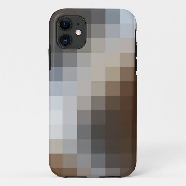 Cool Brown & Grey Mosaic Pattern iphone 11 Case (Back)