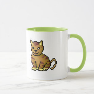 Cool brown pixel tabby cat mug