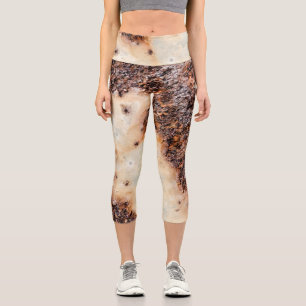 Cool brown rusty metal texture capri leggings