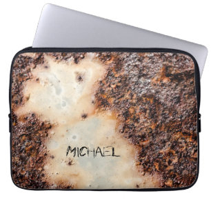 Cool brown rusty metal texture Custom name Laptop Sleeve
