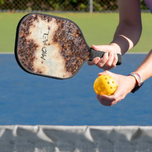 Cool brown rusty metal texture Custom name Pickleball Paddle