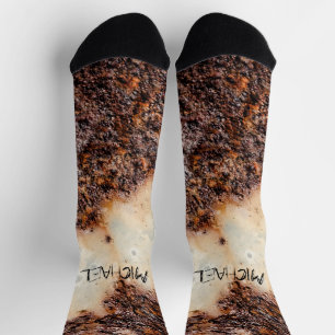 Cool brown rusty metal texture Custom name Socks