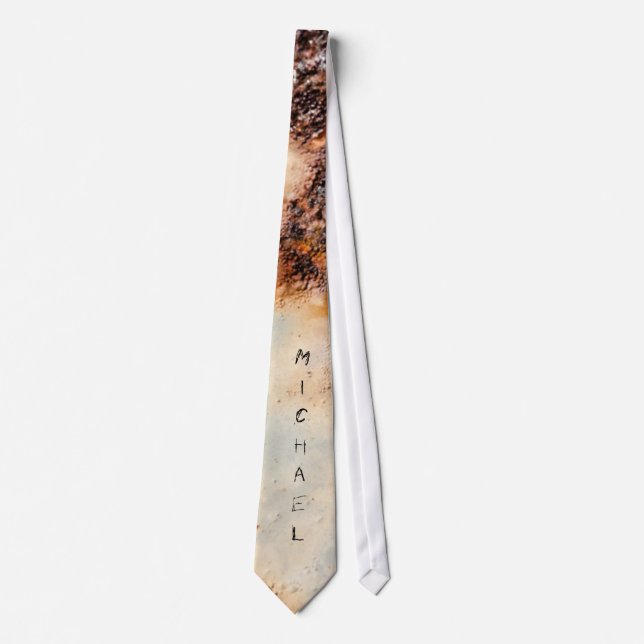 Cool brown rusty metal texture Custom name Tie (Front)