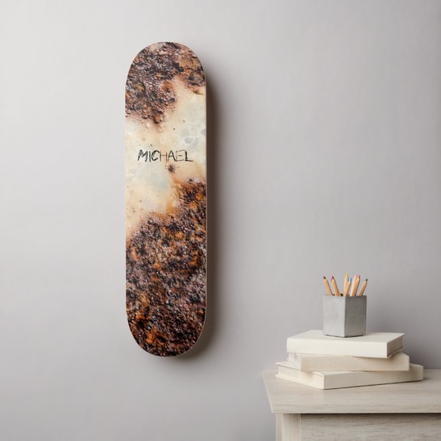 Cool brown rusty metal texture Your Custom name Skateboard (Wall Art)