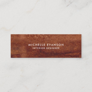 Cool Brown Watercolor Wood Look Professional Mini Business Card