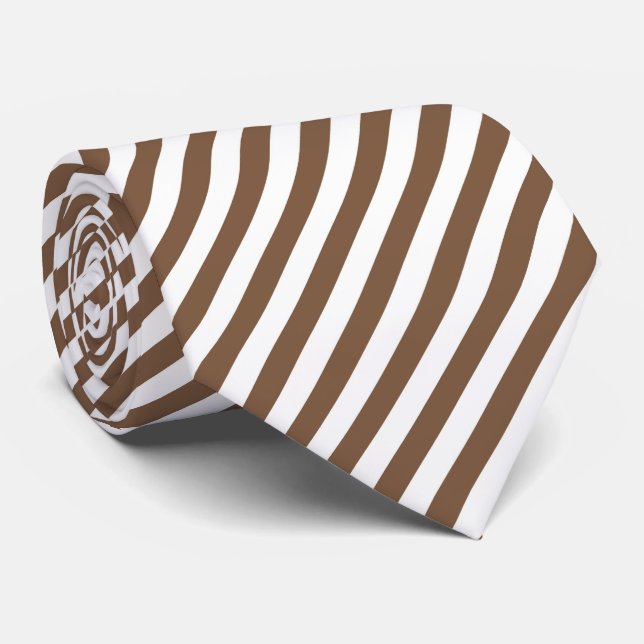 Cool brown white stripe pattern  tie (Rolled)