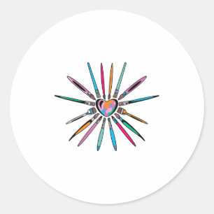 Cool Brush Heart Shape Art Teacher Paint For Artis Classic Round Sticker