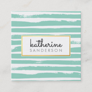 COOL BRUSH STROKE creative modern black faux gold Square Business Card