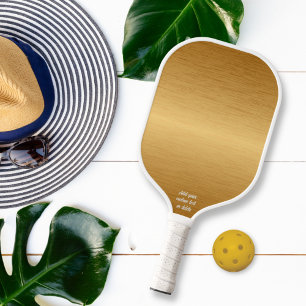 Cool Brushed Metallic Gold Design Custom Text  Pickleball Paddle