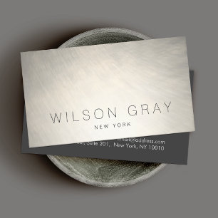 Cool Brushed Silver Modern Chic Industrial Business Card
