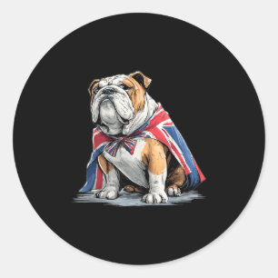 Cool Bulldog Costume In British Colors  Classic Round Sticker