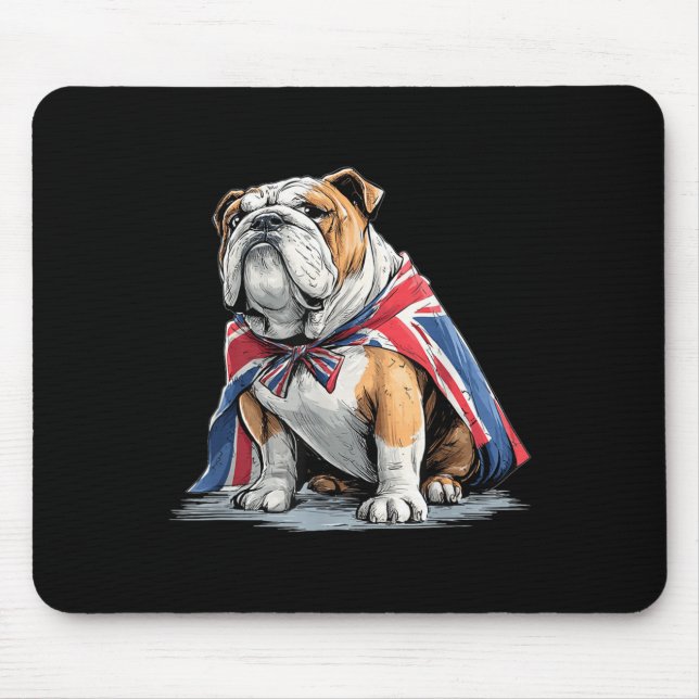 Cool Bulldog Costume In British Colours  Mouse Pad (Front)