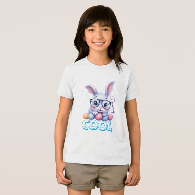 Cool Bunny Easter Personalized Name Kids Tri-Blend Shirt (Front Full)