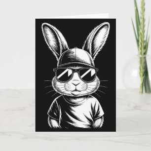 Cool Bunny Face Retro Sungles Easter Day Boys Mens Card